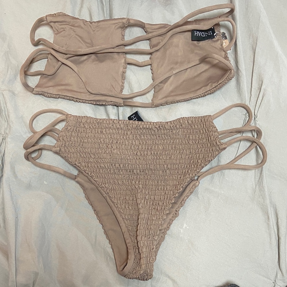 Indah Textured Taupe Bikini Set - Picture 2 of 3